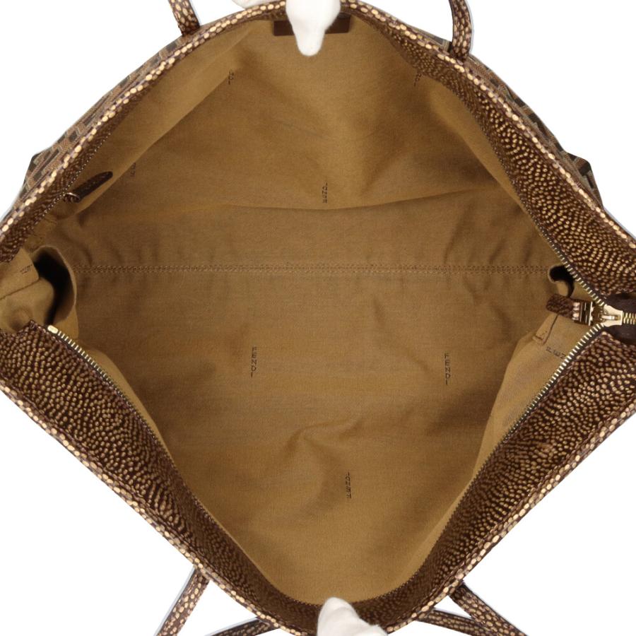 美品 フェンディ キャンバス ハンドバッグ ズッカ ブラウン FENDI（フェンディ） ズッカ トートバッグ キャンバス 8BH185 ブラウン