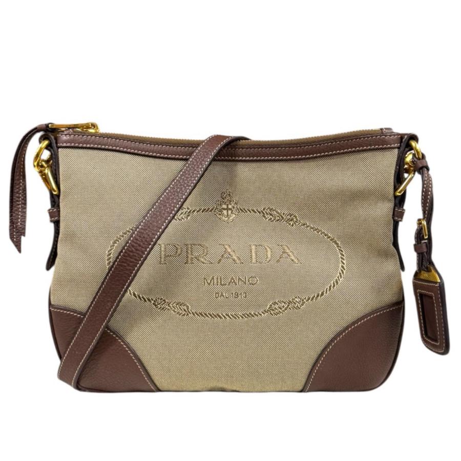 PRADA（プラダ） ロゴ ジャガード ショルダーバッグ キャンバス BT867A
