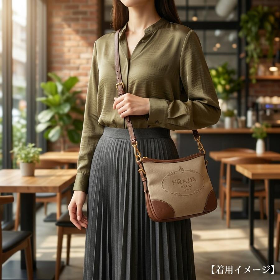 PRADA（プラダ） ロゴ ジャガード ショルダーバッグ キャンバス BT867A
