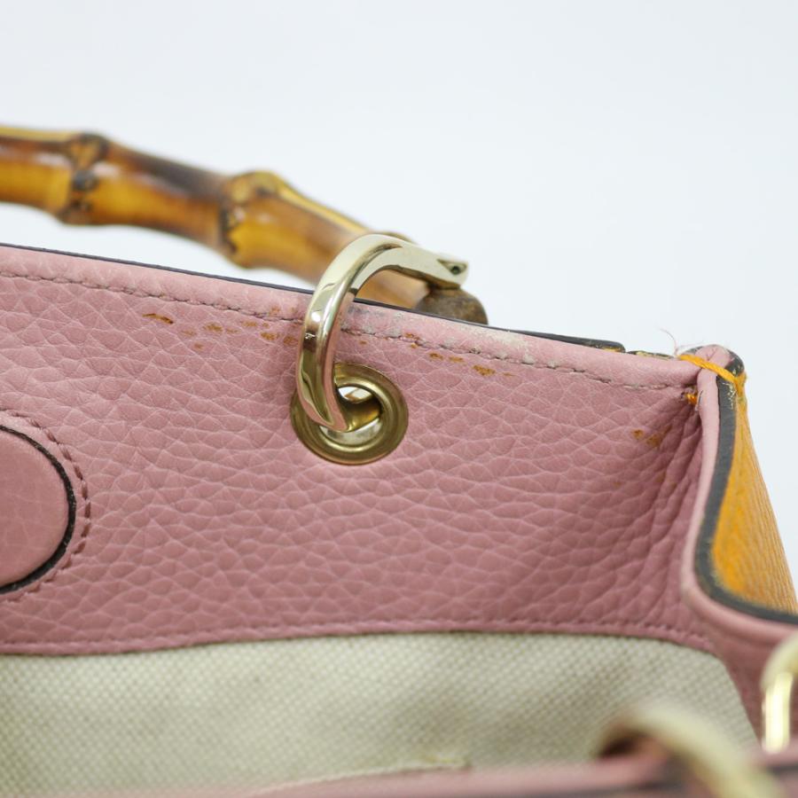 GUCCI バンブー ショルダーバッグ ピンク レザー 正規品 希少カラー GUCCI グッチ ダイアナミニトート バンブー ショルダーバッグ
