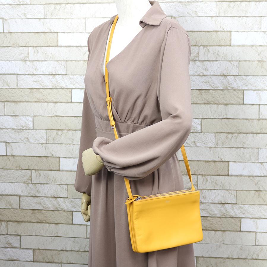 CELINE セリーヌ ショルダーバッグ トリオ イエロー【SH】 中古 CELINE セリーヌ ショルダーバッグ トリオ イエロー【SH】 中古