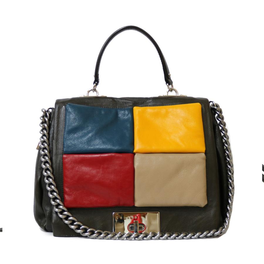 CELINE セリーヌ ショルダーバッグ レザー ブラウン マルチカラー 中古 