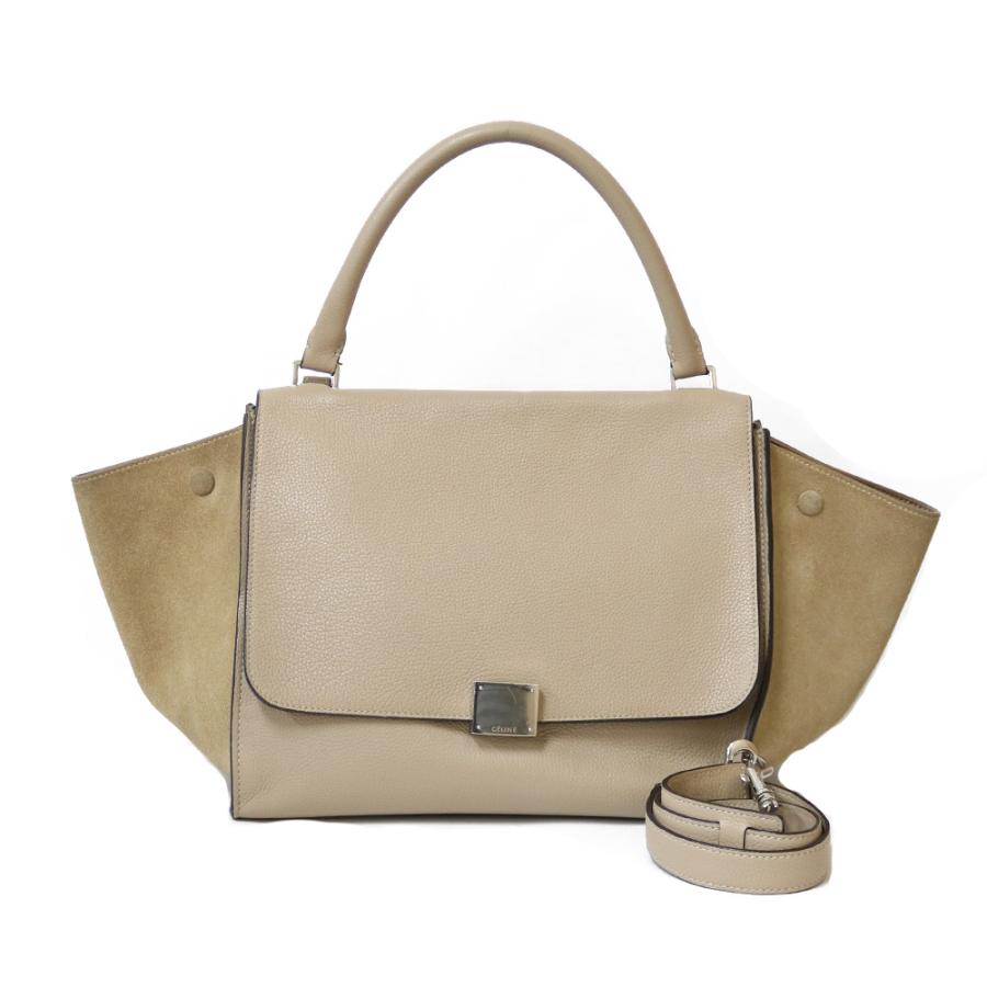 セリーヌ celine トラペーズ ミディアム ハンドバッグ 2WAY ベージュ レディース レザー【中古】 CELINE（セリーヌ） トラペーズ ショルダーバッグ ベージュ レディース