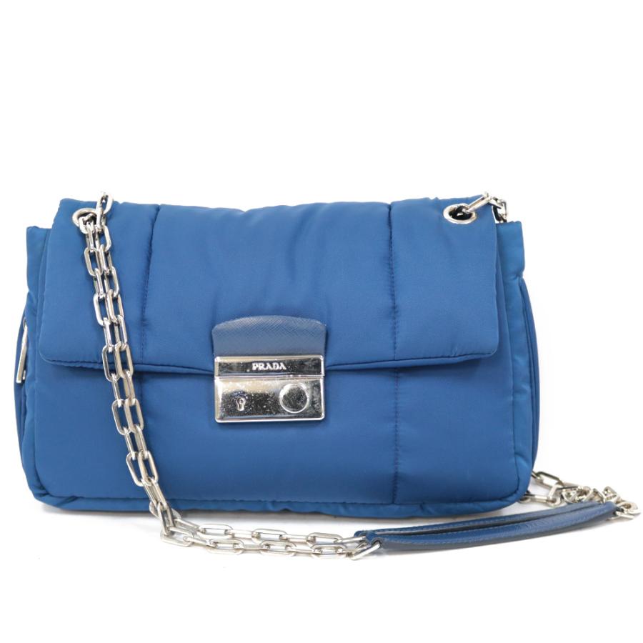 PRADA プラダ ショルダーバッグ ナイロン チェーン ショルダー ブルー  