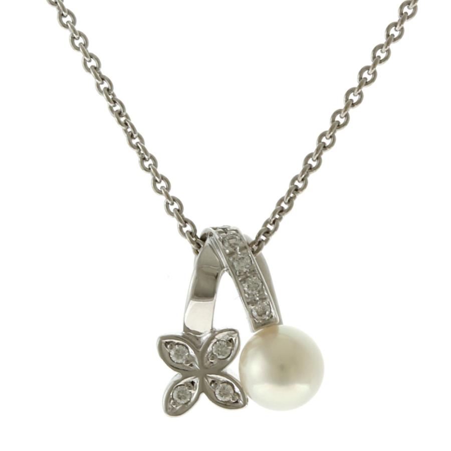 ミキモト】MIKIMOTO ネックレス 18金 K18ホワイトゴールド パール