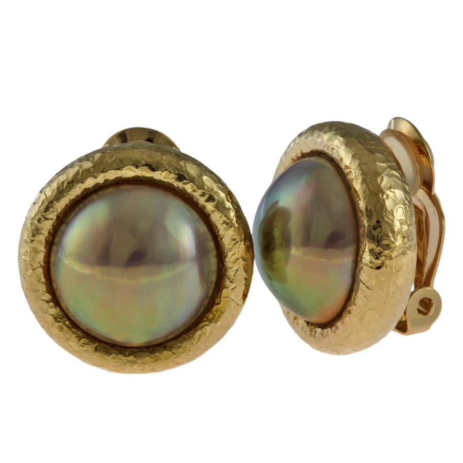 タサキ イヤリング 18金 K18イエローゴールド マベパール レディース  