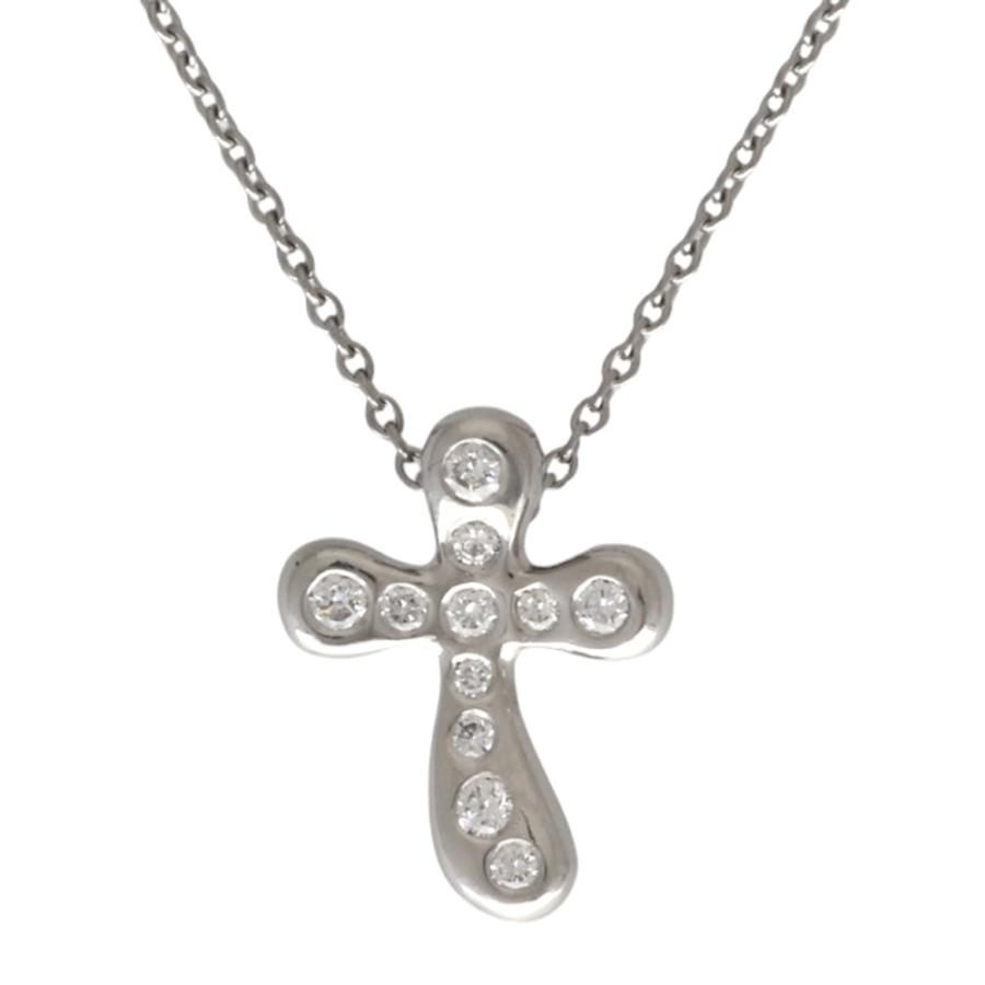 美品！Tiffany & Co.PT950 ダイヤモンド クロス ネックレス TIFFANY&Co.（ティファニー） クロス ネックレス Pt950プラチナ