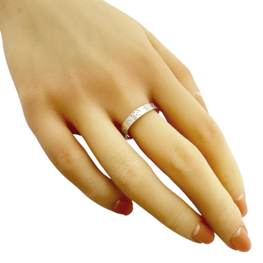 Gucci GGロゴリング 18Kホワイトゴールド 18K Yellow Gold And White Icon Ring With Interlocking G