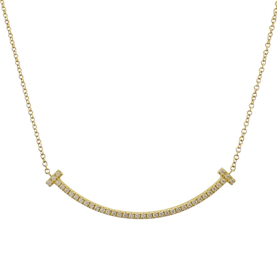 ほぼ未使用品　ティファニー　Tスマイルダイヤネックレスイエローゴールド保証書付き TIFFANY&Co.（ティファニー） Tスマイル ネックレス 18金 K18イエロー