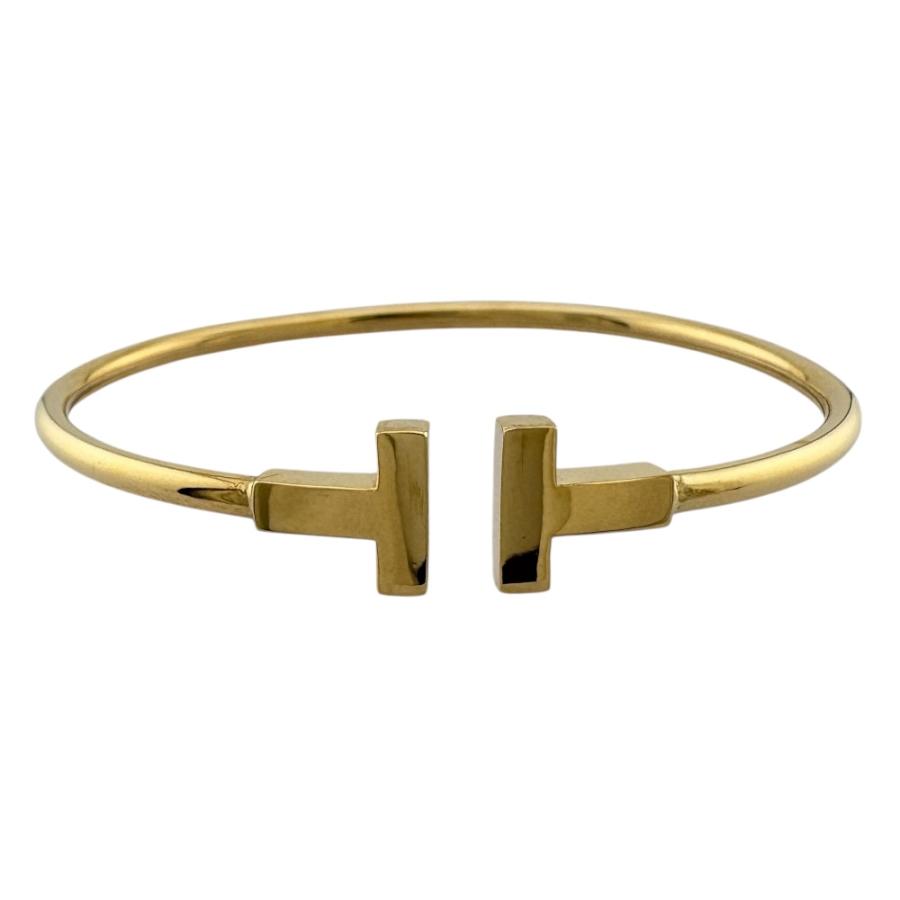 正規品　美品　ティファニーワイヤーTバングル　18k イエローゴールド TIFFANY&Co.（ティファニー） Tワイヤー バングル 18金 K18イエロー