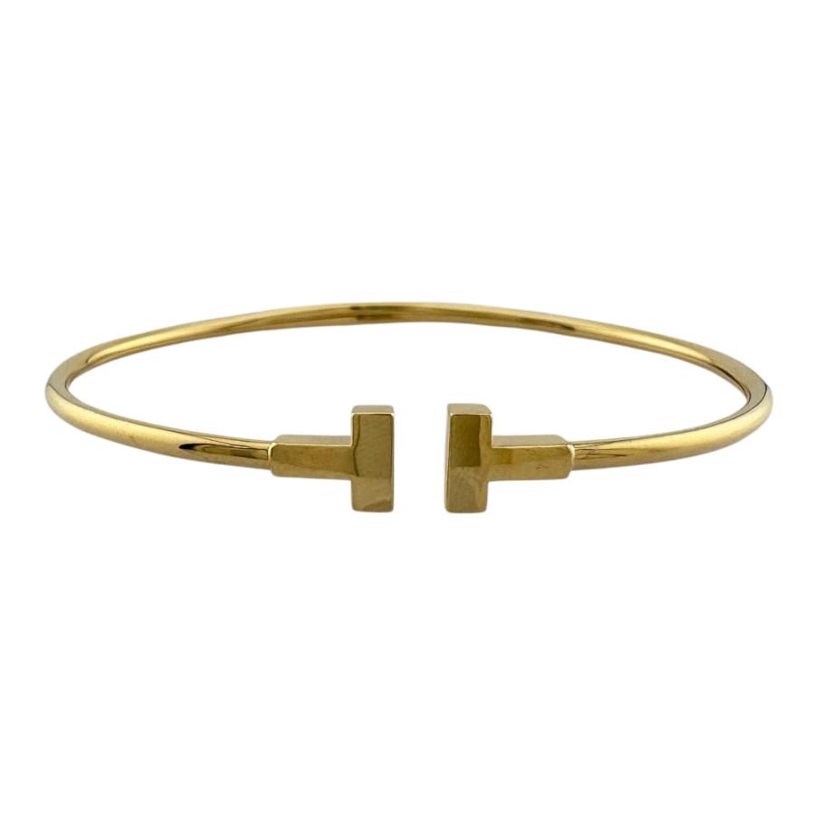 K18【Tiffany】ティファニー T WG バングル TIFFANY&Co.（ティファニー） Tワイヤー バングル 18金 K18イエロー