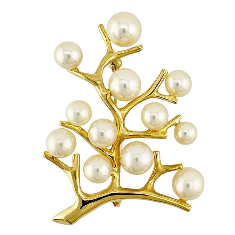 MIKIMOTO（ミキモト） ブローチ 18金 K18イエローゴールド アコヤ