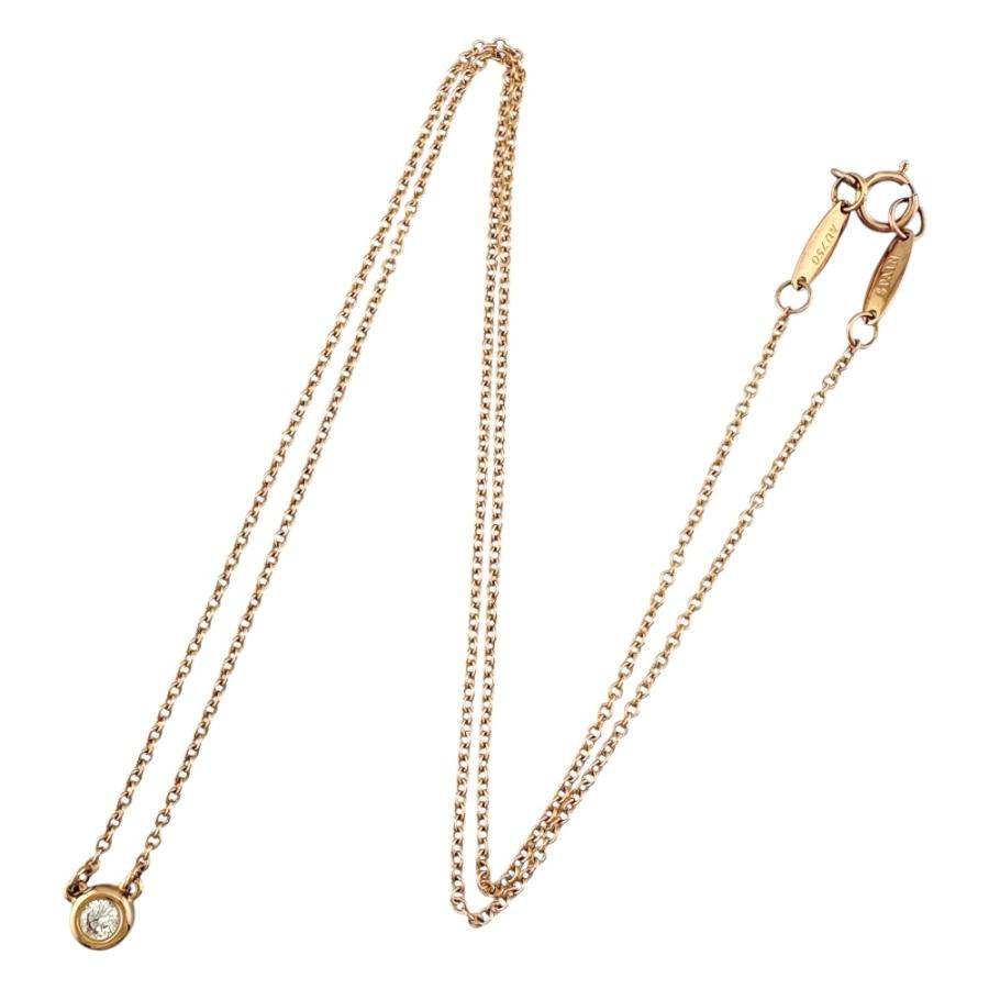 値下げ中！✴︎美品✴︎Tiffany ネックレス　バイザヤード　K18YG TIFFANY&Co. ティファニー バイザヤード 約0.14ct ネックレス 18
