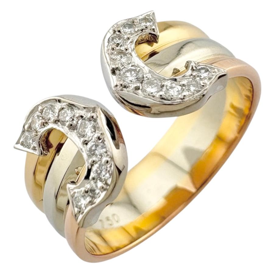 【ヴィンテージ・希少・美品】カルティエ／2C リング SV925・18K／9号 ヴィンテージ・希少】Cartier カルティエ／2C デザイン リング／／9号