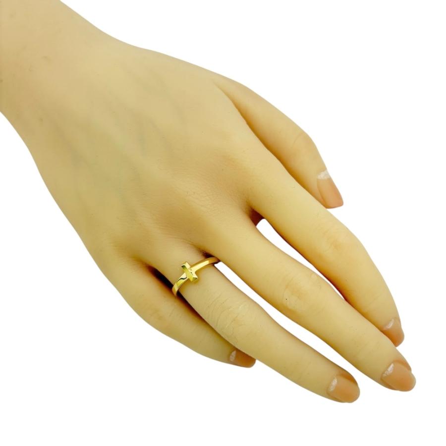 【美品】ティファニー、Tワンリング、イエローゴールド、9号 TIFFANY&Co. ティファニー Tワン リング 指輪 9号 18金 K18