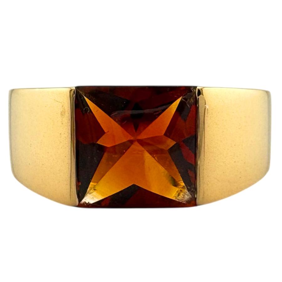 ゆ*え様 【美品/新品仕上げ済み】カルティエ Cartierタンク シトリン # Cartier（カルティエ） タンクシトリン リング 指輪 17号 18金 K18