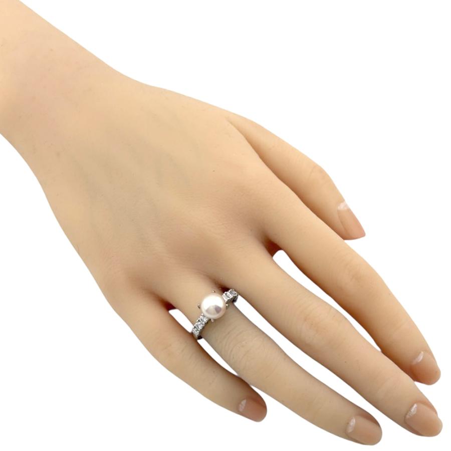 リング 指輪 12.5号 Pt900プラチナ パール ダイヤモンド 0.46ct 