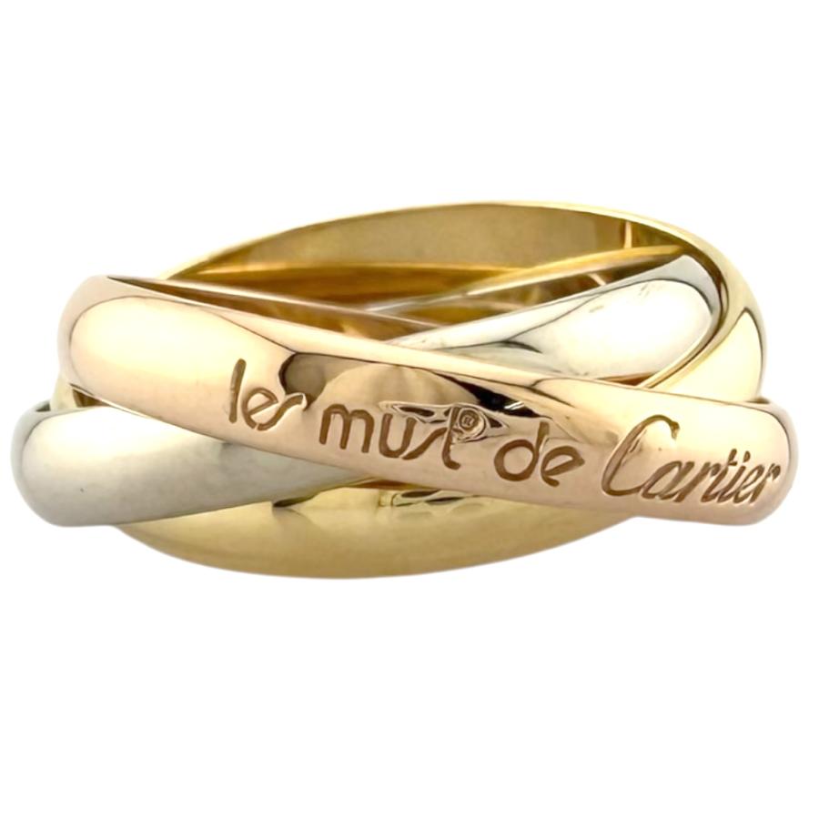 ワイド！美品 カルティエ K18 2Cリング ダイヤ トリニティ リング 16号 Cartier（カルティエ） トリニティ リング 指輪 16号 18金 K18イエロー