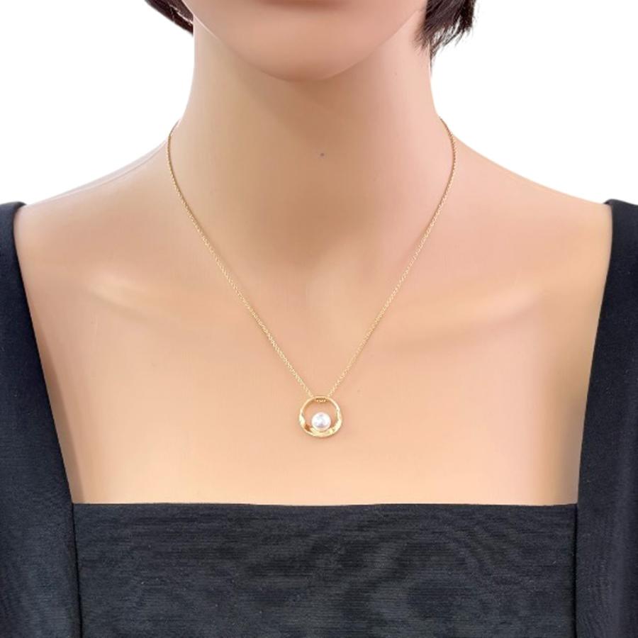 ミキモト　あこや約8.5㎜　パール×ダイヤ　ペンダントネックレス　K18 美品 MIKIMOTO（ミキモト） ネックレス 18金 K18イエローゴールド アコヤ