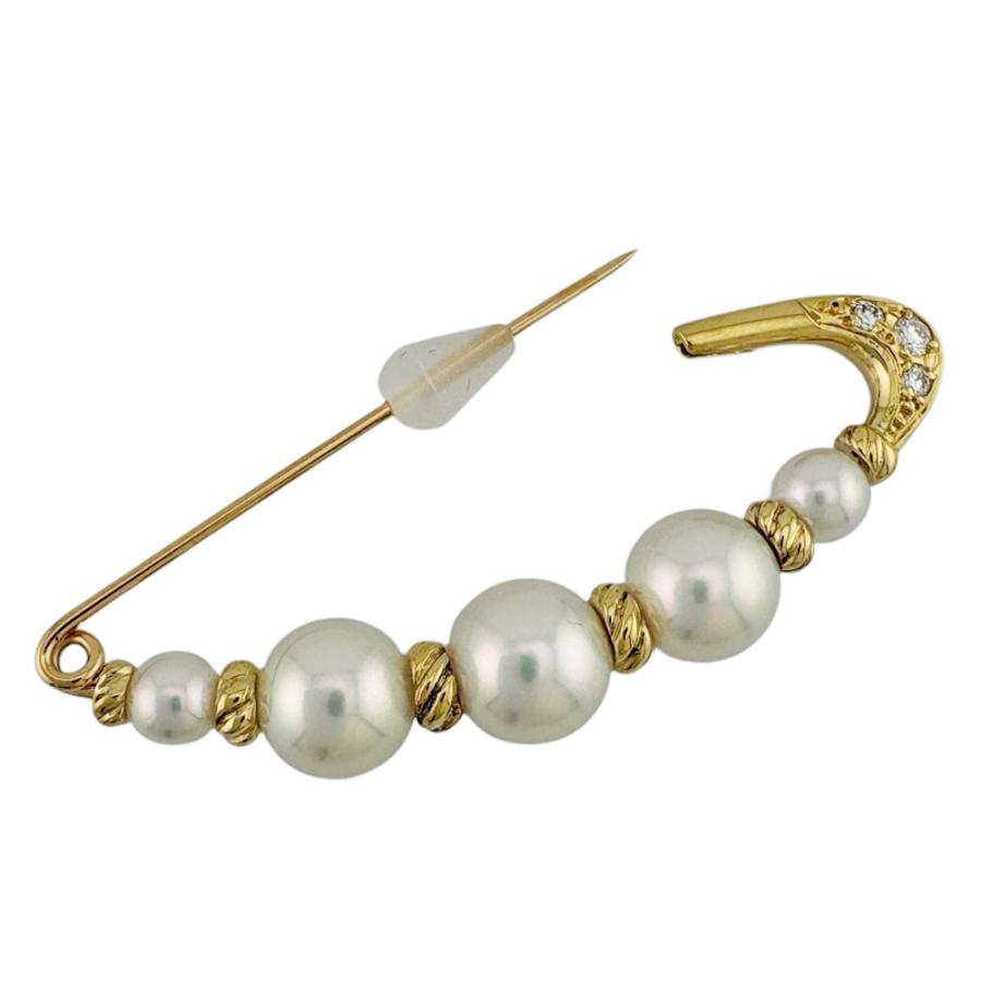 MIKIMOTO（ミキモト） ブローチ 18金 K18イエローゴールド パール