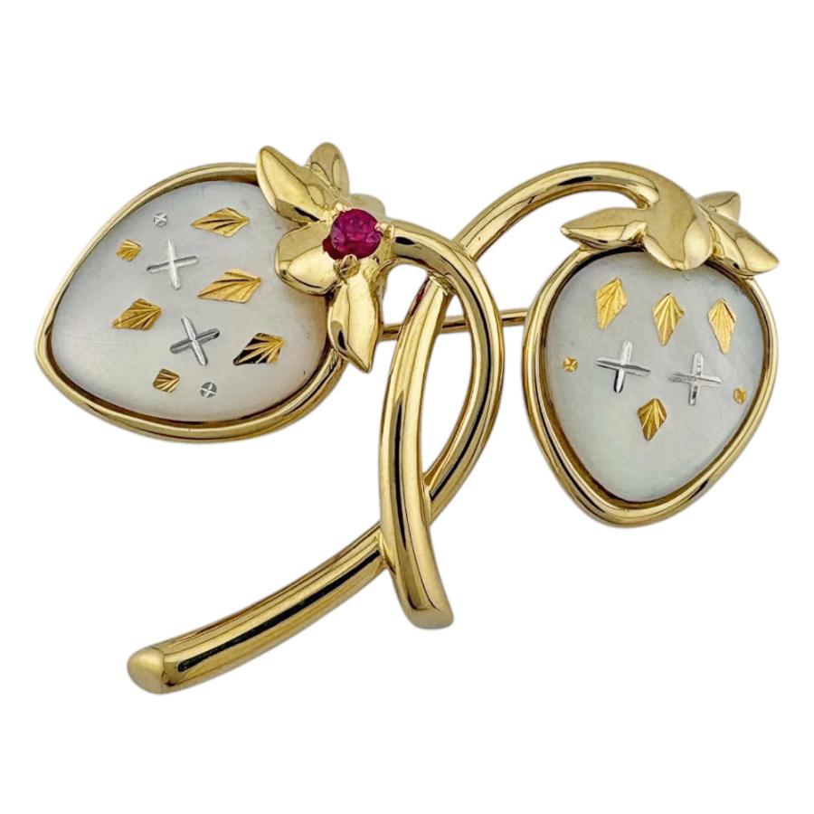 MIKIMOTO（ミキモト） ブローチ 18金 K18イエローゴールド ルビー 