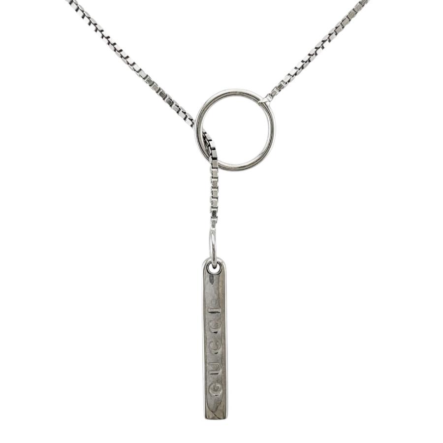 GUCCI　ラリアットネックレス　18k ホワイトゴールド GUCCI（グッチ） ラリアット ネックレス 18金 K18ホワイトゴールド