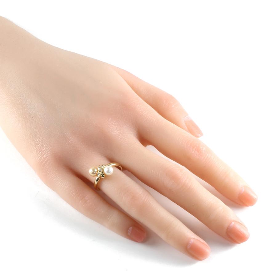 TASAKI（タサキ） K18 リング 指輪 パール ダイヤモンド0.02CT クロス 