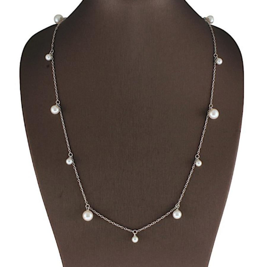 ミキモト ネックレス 18金 K18ホワイトゴールド パール レディース  