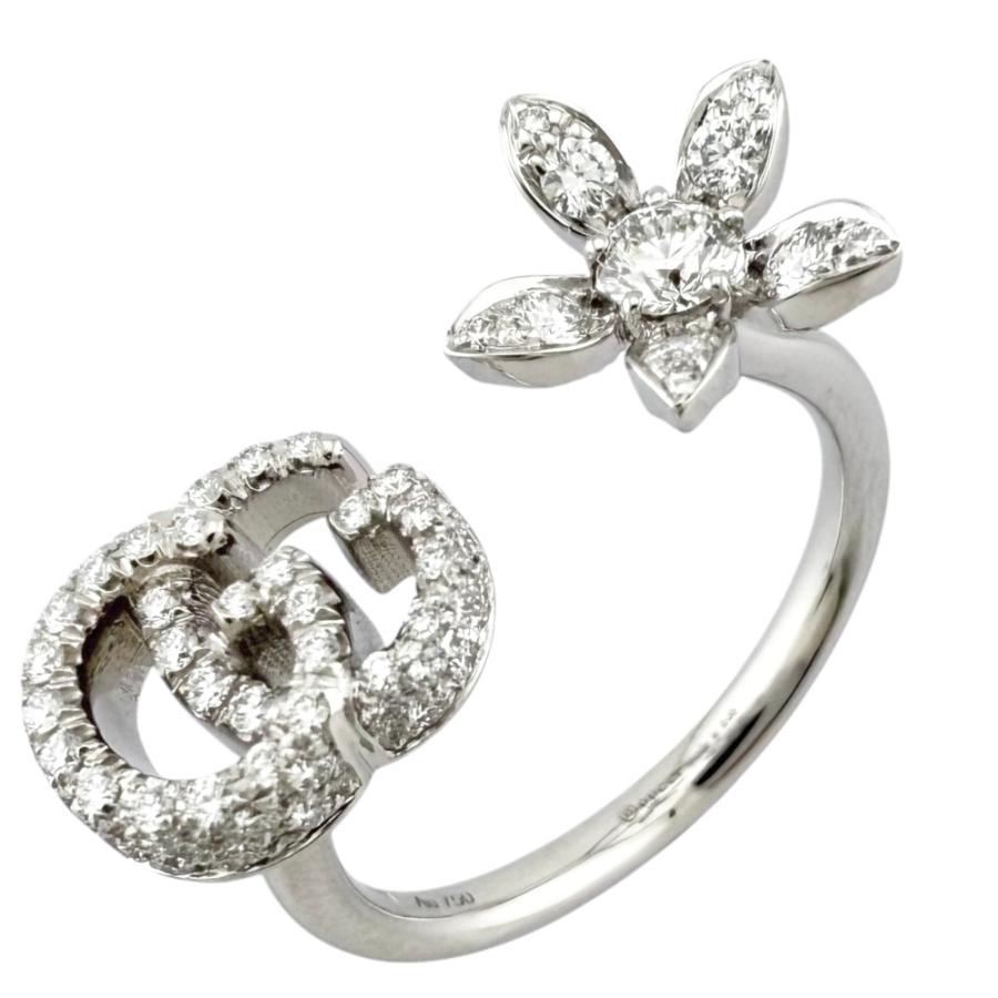 GUCCI グッチ GGフローラ リング 指輪 14.5号 18金 K18ホワイト  