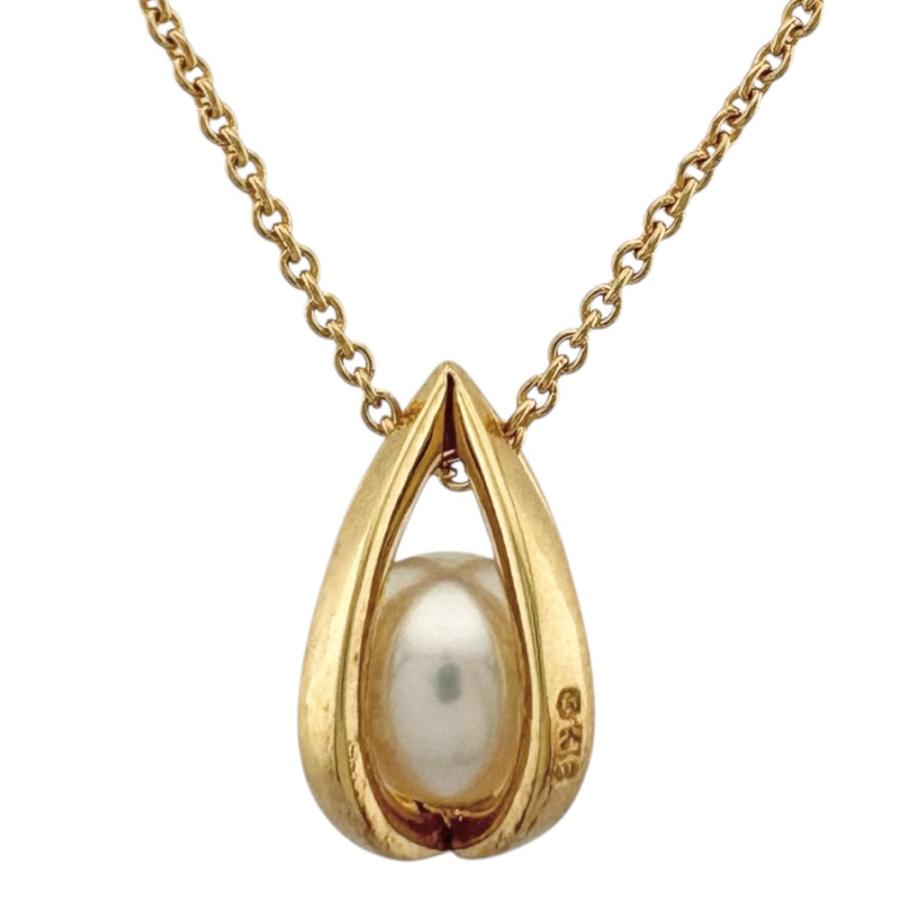 美品✨ミキモト　MIKIMOTO　ネックレス　ゴールド　ルーペ　本真珠　1粒 MIKIMOTO ミキモト ネックレス 18金 K18イエローゴールド パール