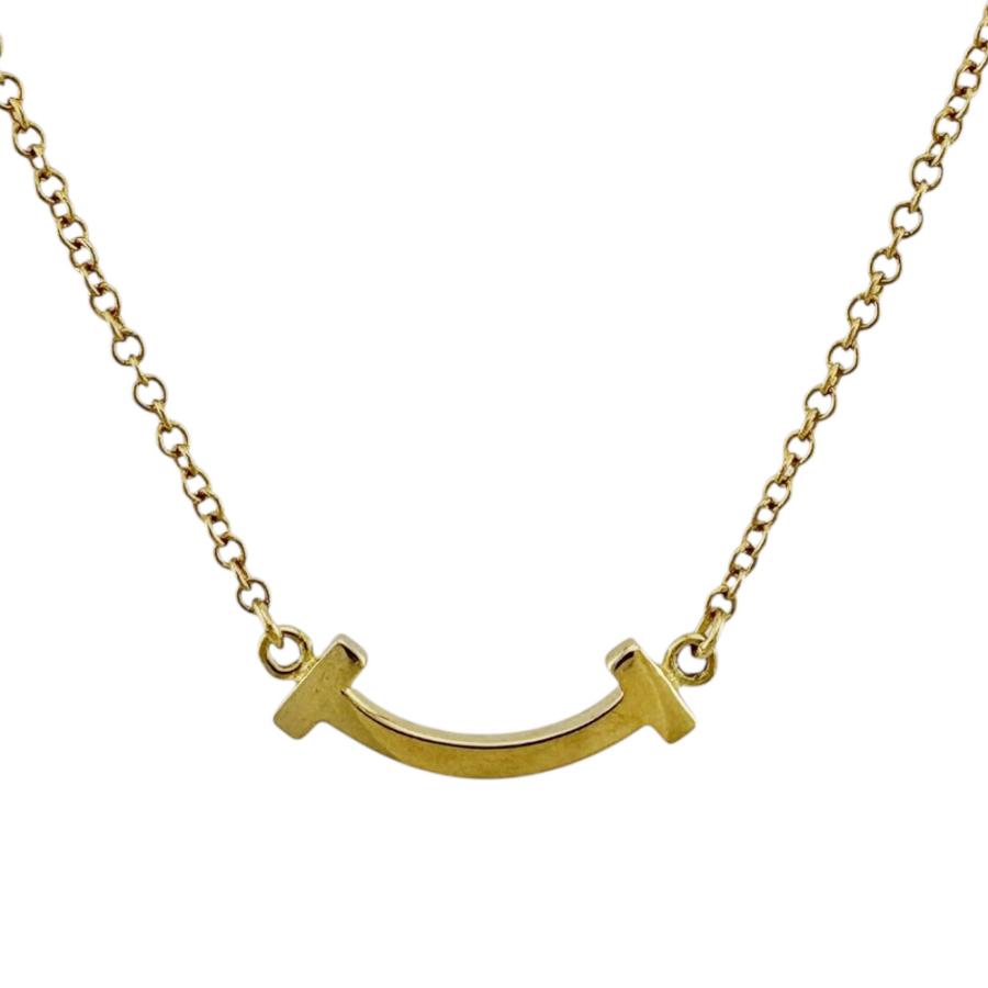 極美品 ティファニー Tスマイル ネックレス ティー イエローゴールド 現行 TIFFANY&Co. ティファニー Tスマイル ネックレス 18金 K18