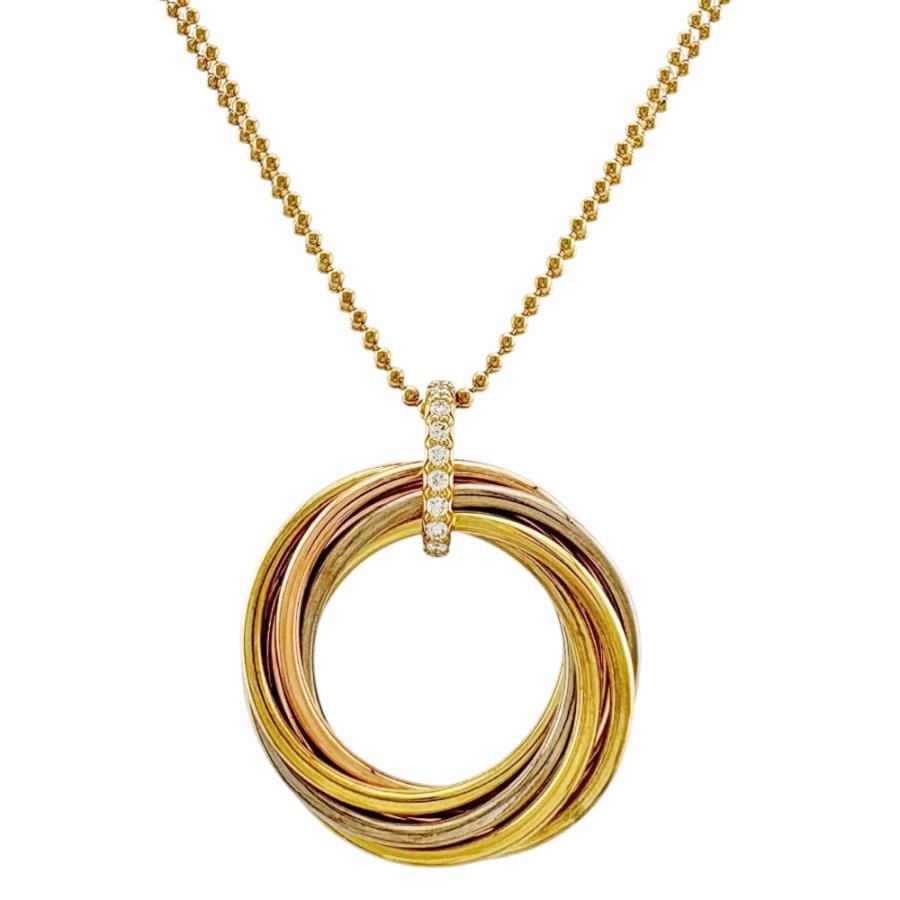 美品カルティエ トリニティチャーム スリーカラーペンダントトップ日本正規品 カルティエ(CARTIER)カルティエ トリニティペンダント トップ