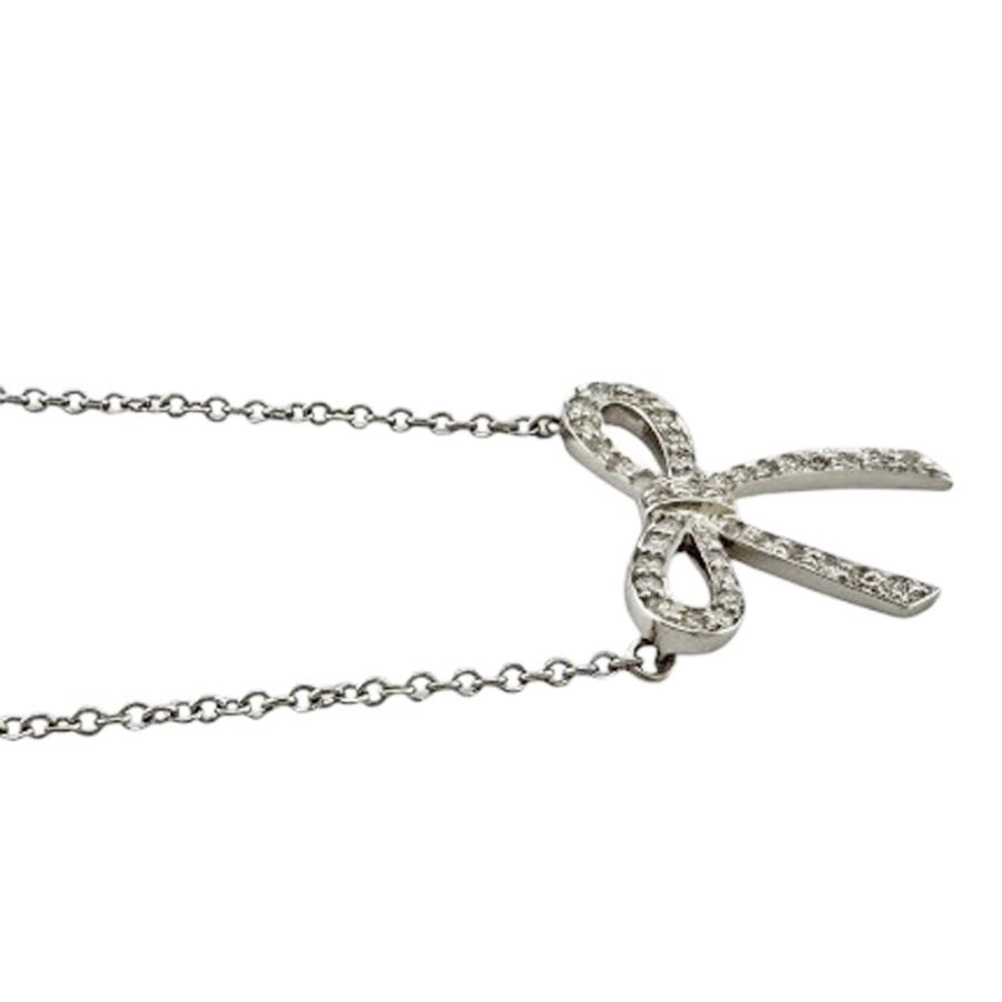 め*い様 Tiffany & Co. ボウ　ダイヤ　P Gネックレス未使用 TIFFANY&Co.（ティファニー） ボウ ネックレス Pt950プラチナ
