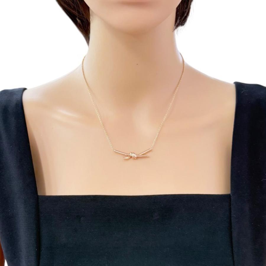 【希少】ヴィンテージ　ティファニー　K18 ノット　レザー　ブレス　ネックレス TIFFANY&Co.（ティファニー） ノット ネックレス 18金 K18ピンク