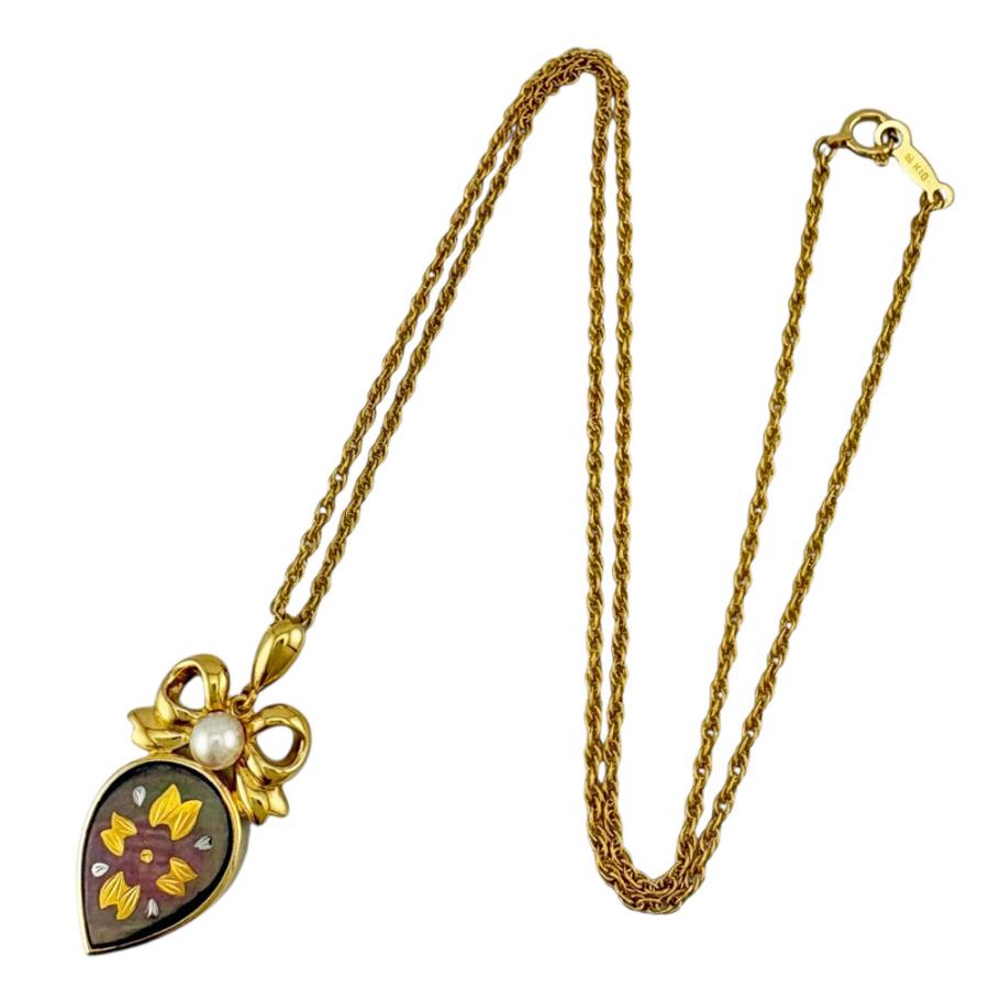 MIKIMOTO ペンダント ネックレス MIKIMOTO（ミキモト） [中古] K18YG クロスリボン ダイヤモンド