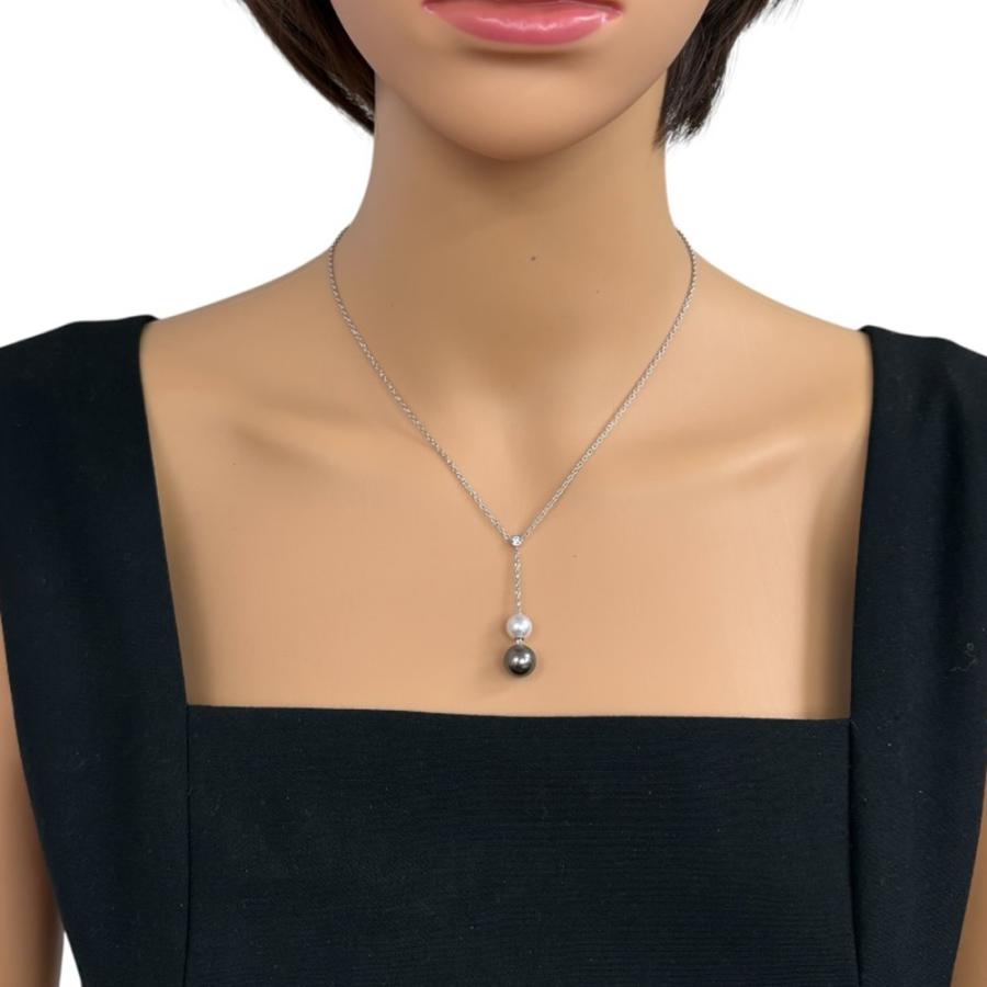 ミキモト ネックレス 18金 K18ホワイトゴールド パール レディース MIKIMOTO 中古 美品