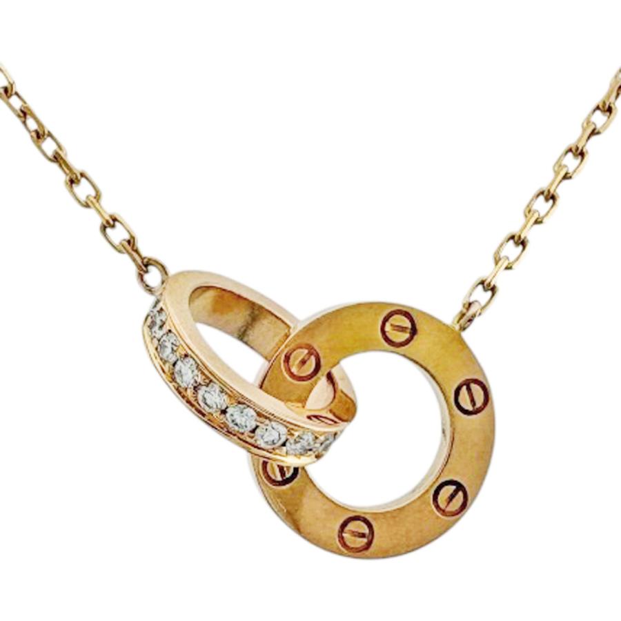 美品 釘モチーフペンダント ★レディースカルティエラブコレクションサークルダイヤ Cartier（カルティエ） ラブサークル ネックレス 18金 K18ピンク