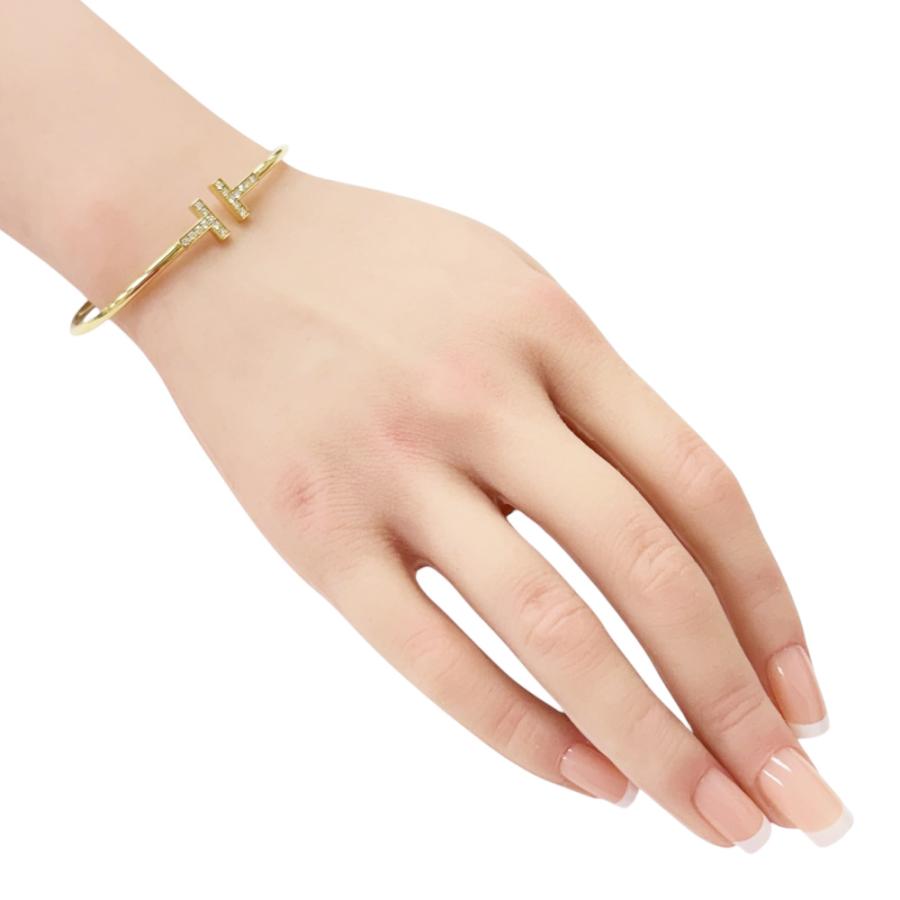 ティファニー バングル Tワイヤー K18 中古品 TIFFANY&Co.（ティファニー） Tワイヤー バングル 18金 K18イエロー