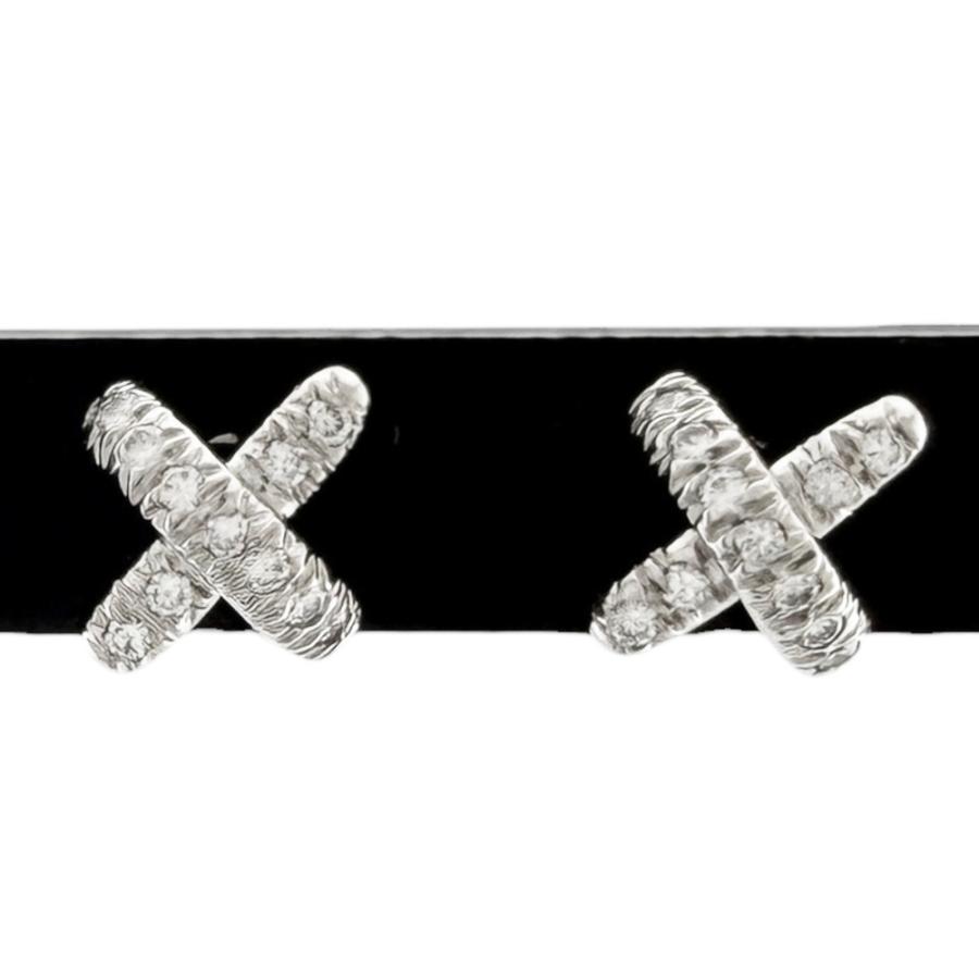 ティファニー プラチナ クロス ダイヤ ダイヤモンド ピアス Pt950 TIFFANY&Co.（ティファニー） クロスステッチ ピアス Pt950プラチナ