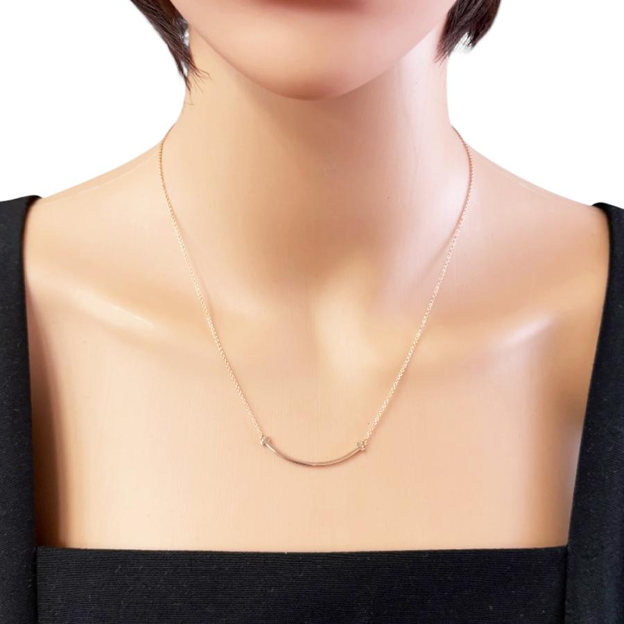 Tiffany & Co. ゴールドバーネックレス　スマイルネックレス TIFFANY&Co.（ティファニー） Tスマイル ネックレス 18金 K18ピンク