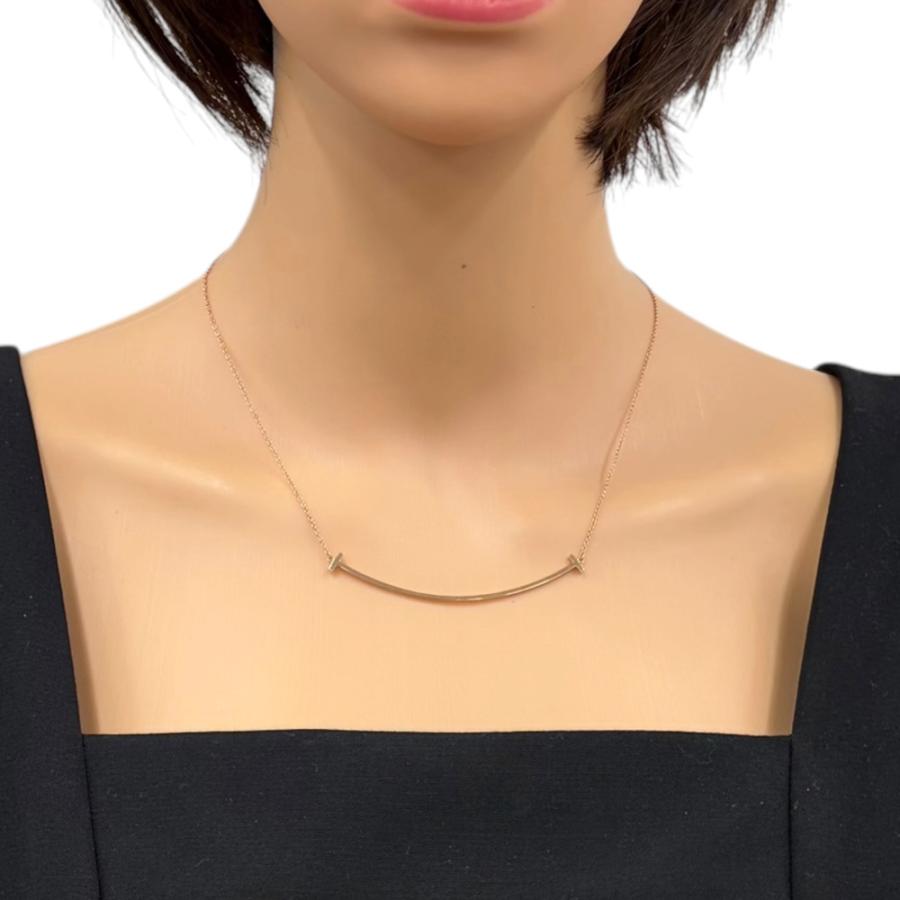 【美品】TIFFANY&Co. ティファニー Tスマイル ネックレス K18 TIFFANY&Co.（ティファニー） Tスマイル ネックレス 18金 K18ピンク