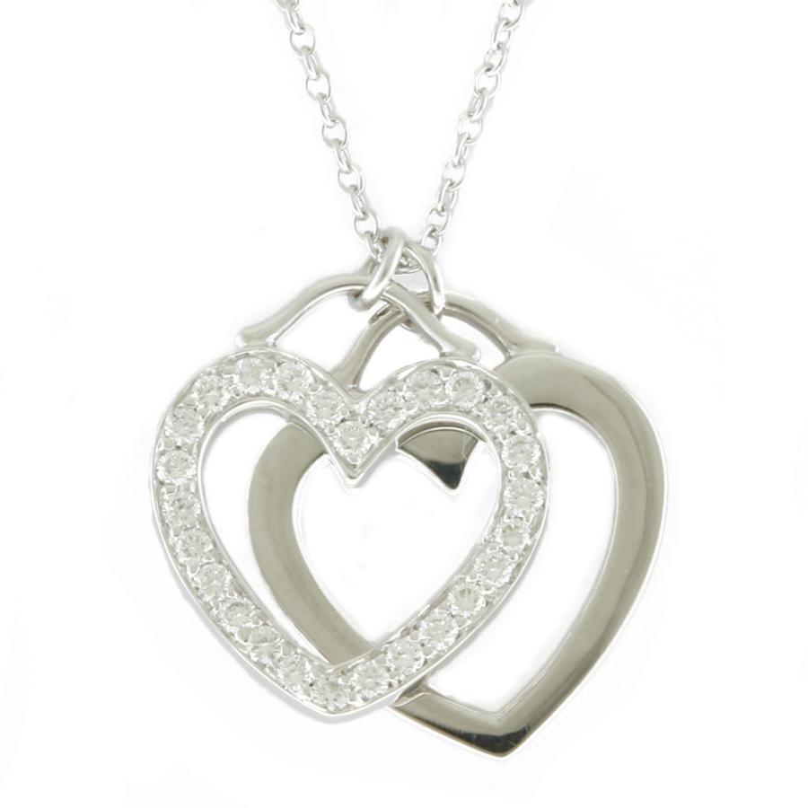 TIFFANY&Co. ティファニー ダブルハート ネックレス 18金 K18ホワイト 