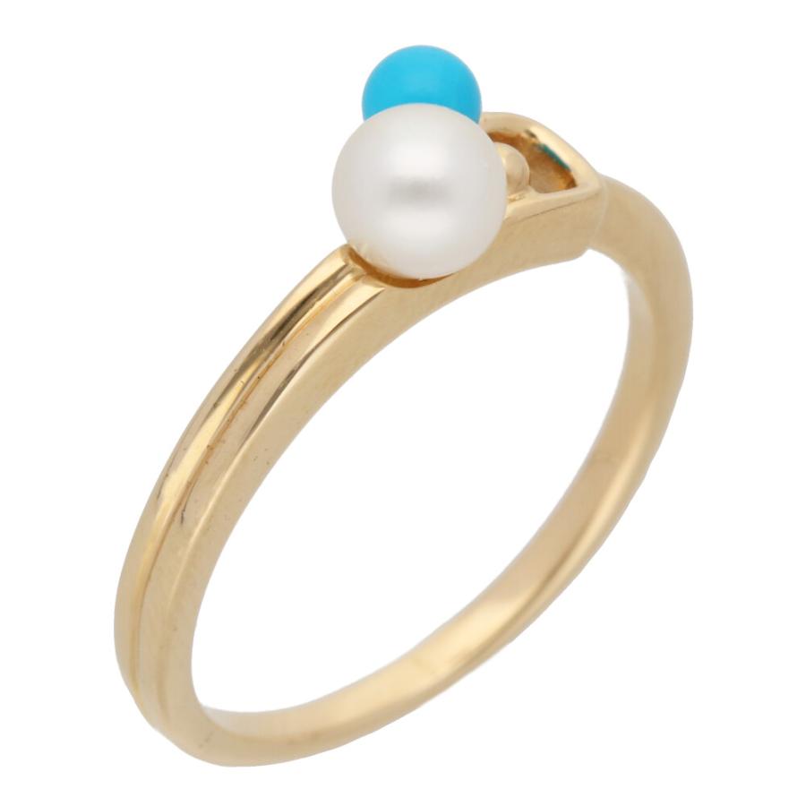 courreges クレージュ K18 リング 指輪 パール ターコイズ 10号 18金 
