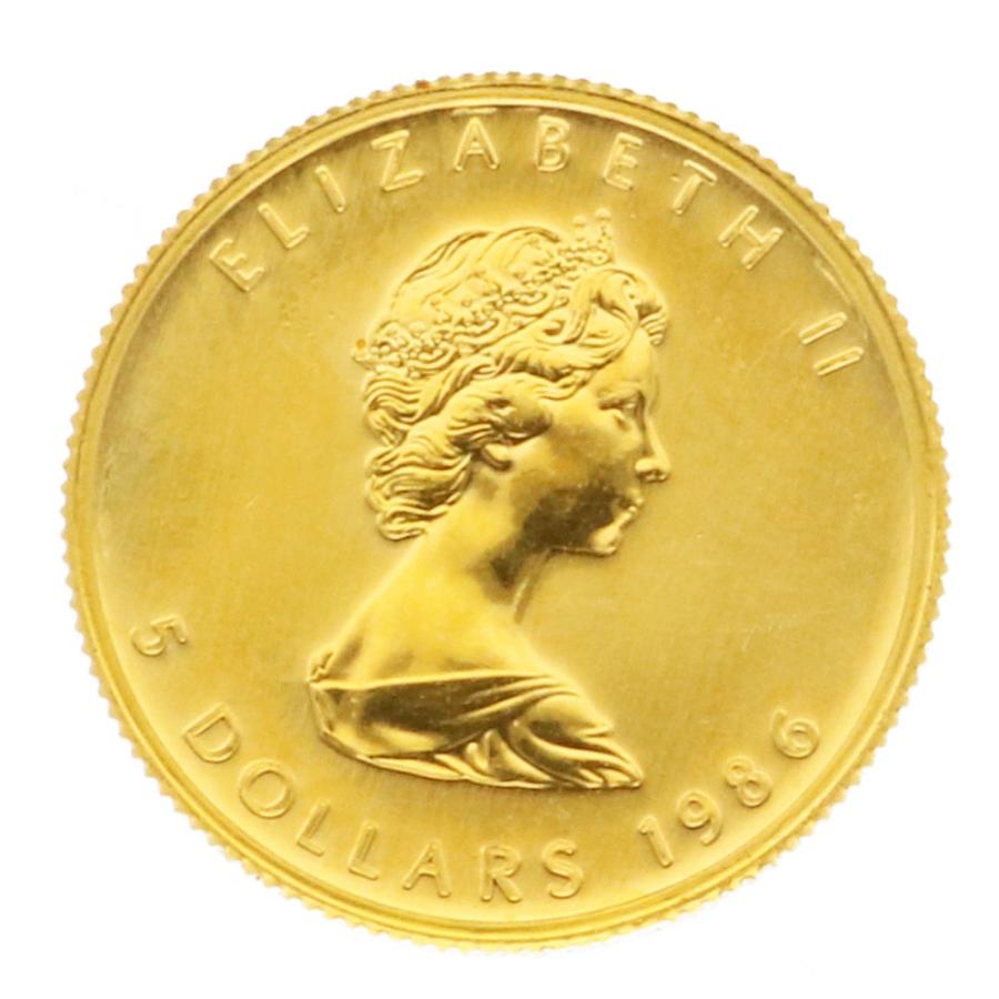 【1oz】 カナダ　アメリカ　2枚セット メイプルリーフ 1/10オンス 5ドル 1986 カナダ 純金 金貨 外国コイン
