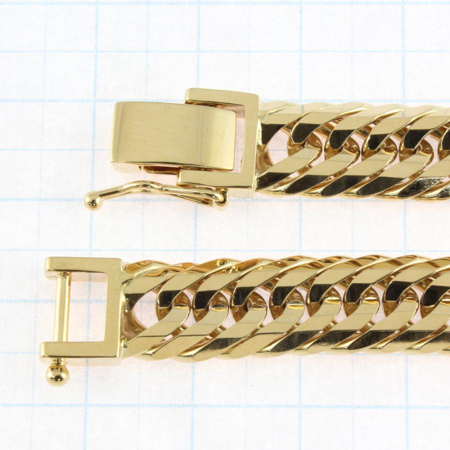 喜平12面トリプル　K18メッキ　中折れ金具　セーフティー付き　喜平ブレスレット K18 18金 喜平ブレスレット 12面トリプル 100g UP 20cm 15mm幅