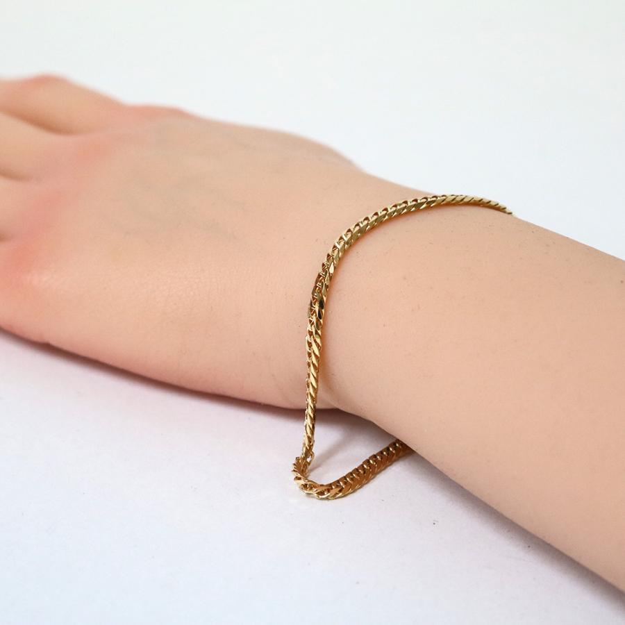 K18 6面カット ダブル 喜平ブレスレット 約10g 全長約18cm 喜平 ブレスレット 6面ダブル 6DCW 18cm 約10g 留め具 中折れ式