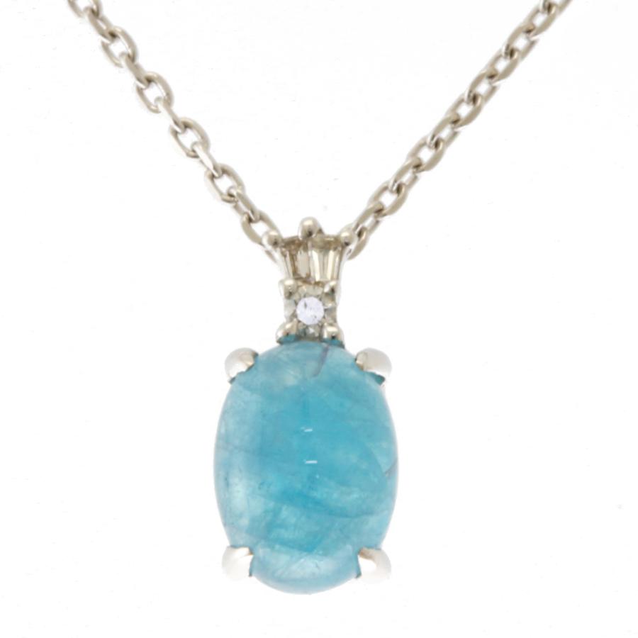 ネックレス 鑑別書 18金 K18ホワイトゴールド パライバトルマリン 0.85 