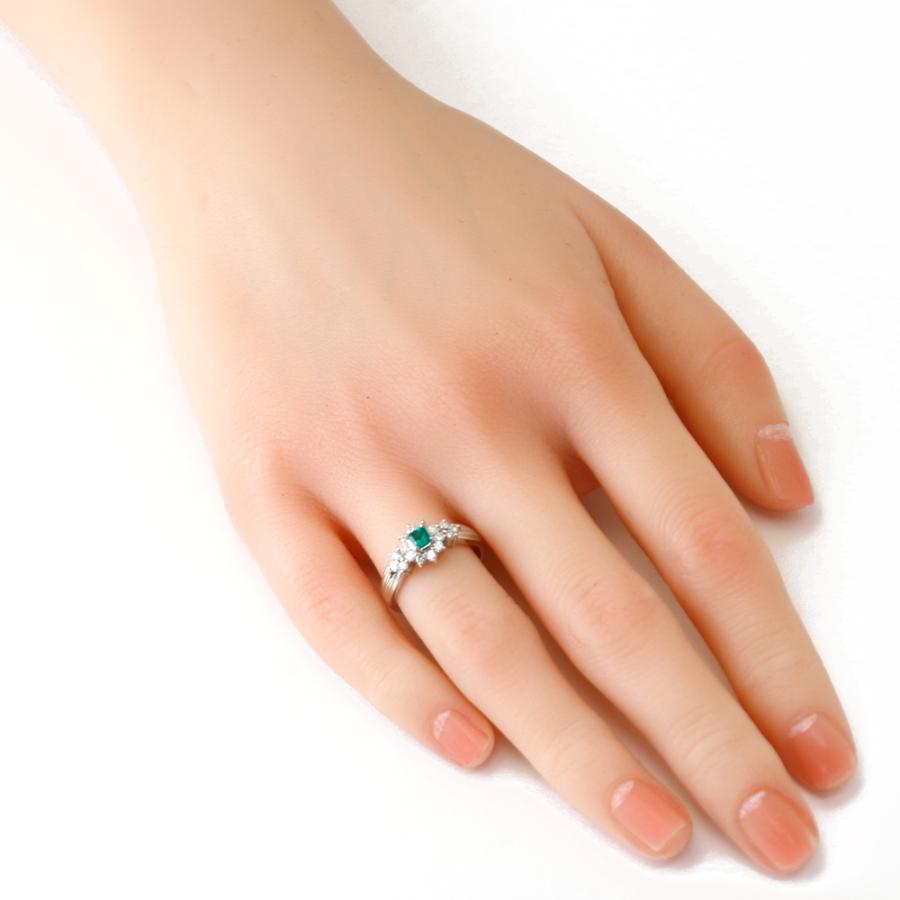 リング 指輪 10.5号 Pt900プラチナ エメラルド 0.18ct ダイヤモンド 0.33ct中古 美品｜rk-y｜02