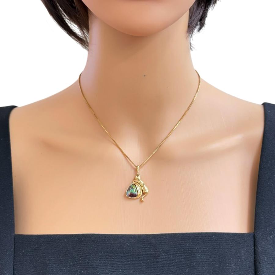 ネックレス 18金 K18イエローゴールド ボルダーオパール