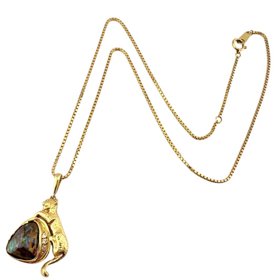 金色三角形・ボルダーオパール？！ペンダントネックレス ネックレス 18金 K18イエローゴールド ボルダーオパール